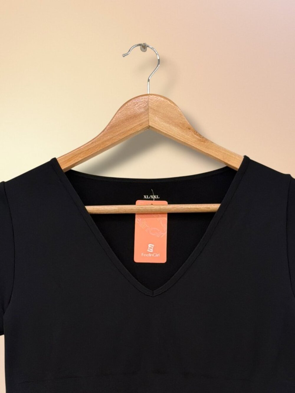 FeelinGirl Black V-Neck Short Sleeve Tummy Smoothing Bodysuit XL/XXL - Picture 3 of 5